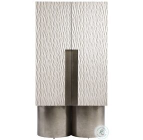 Solaria Weathered Bone And Shiny Nickel Bar Cabinet