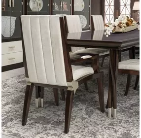 Paris Chic Espresso and Doeskin Dining Arm Chair