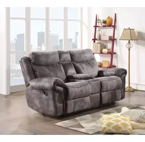 Nashville Gray Manual Glider Reclining Console 78" Loveseat