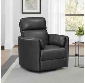 Arcadia Vintage Slate Leather Swivel Glider Power Recliner with USB Charging