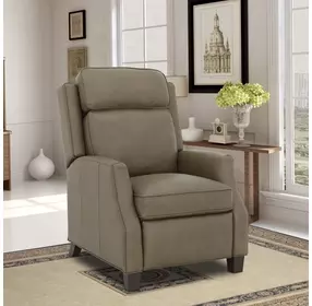 Nixon Cashmere Taupe Leather Push Thru The Arms Recliner