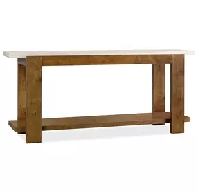 Melange Rich Golden Brown and White Rectangular Marble Top Mulholland Console Table