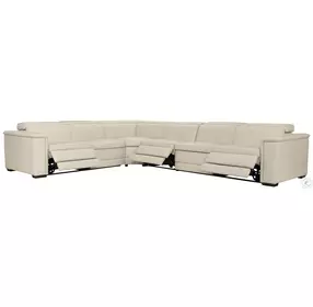 Lioni Cream Leather 4 Piece Power Reclining Sectional