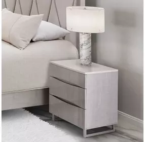 Marin Greige 3 Drawer Nightstand
