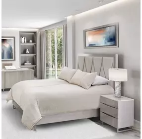 Marin Greige California King Upholstered Panel Bed