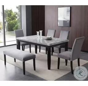 Napoli Gray Velvet Dining Bench