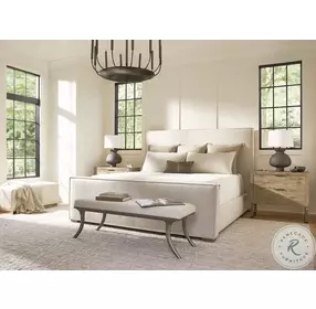 Tribeca Beige Upholstered King Panel Bed