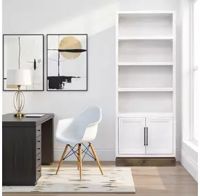 Nora Jasmine White and Barnwood 82" High Pier Bookcase