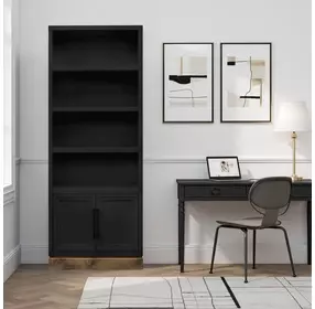 Nora Black and Whiskey 82" High Pier Bookcase