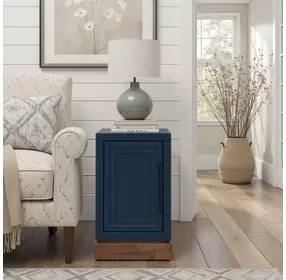 Nora Blue Denim and Whiskey Rectangular Chairside Table
