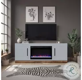 Nora Jasmine White And Barnwood 64" Fireplace TV Stand