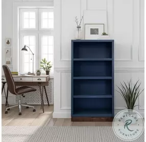 Nora Blue Denim And Whiskey Modular 60" High Bookshelf