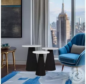 Nolan Black Marble Top Accent Table Set Of 3