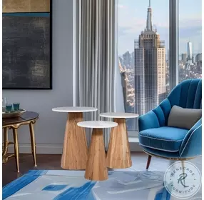 Nolan Natural Marble Top Accent Table Set Of 3