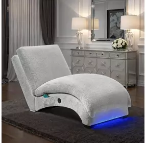 York Glam Fog 66" Chaise with USB Charging and LED