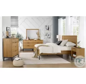 Newport Natural Oak King Panel Bed