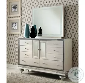 Hollywood Swank Crystal Croc Dresser with Mirror