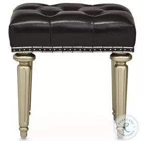 Hollywood Swank Platinum Leather Vanity Bench