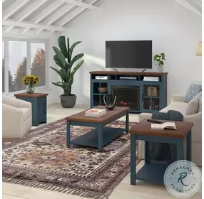 Nantucket Blue Denim And Whiskey Side Table