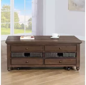 Oliver Brown Rectangular Lift Top Cocktail Table with Casters