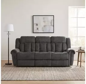 Nutmeg Charcoal Gray 88" Double Reclining Sofa
