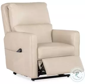 Flynn Ivory Leather Lift Power Recliner with Power Headrest And Lumbar