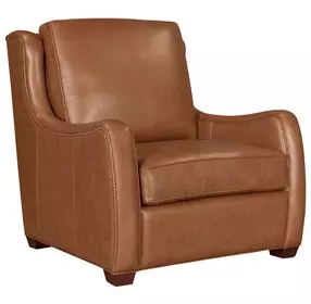 Channing Renaissance Cinnamon Leather Upholstered Accent Chair with Nailhead Trim