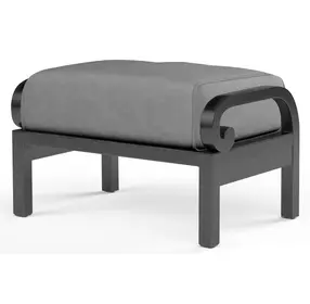 Monterey Canvas Granite Upholstered Outdoor Rectangular Ottoman with Self Welt