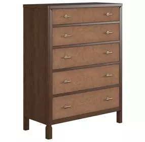 Verge Handcrafted Walnut 5 Drawer Chest