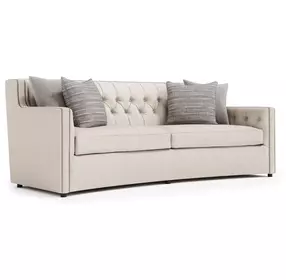 Candace Beige 96" Sofa with Nailhead Trim