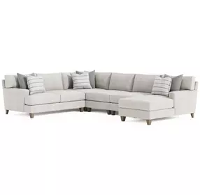 Mila Beige 5 Piece Modular Sectional with RAF Chaise and Pillows