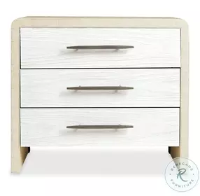 Cascade Lacquered Burlap And Soft Taupe 3 Drawer Nightstand
