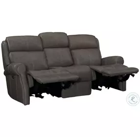 McGwire Grey Leather Power Reclining Sofa