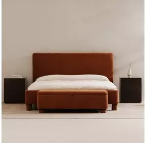 Ichigo Deep Orange Upholstered Storage Bed Bench
