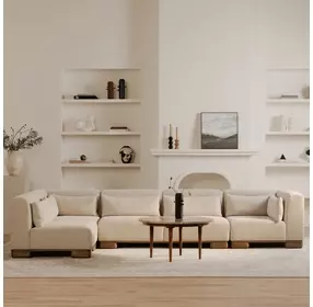 June Oatmeal Performance Fabric 70" Sofa