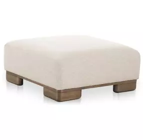 June Oatmeal Performance Fabric Upholstered Square Ottoman