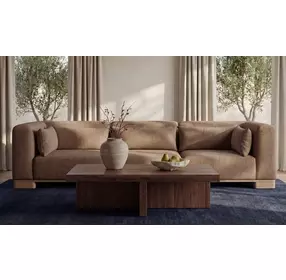 June Dark Brown Performance Fabric 3 Piece Modular Sofa Sectional with Pillows