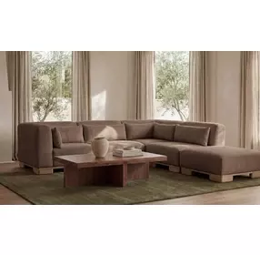 June Dark Brown Performance Fabric 5 Piece Modular Dream Sectional with Pillows