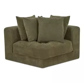 Davie Olive Performance Fabric Corner Chair with Pillows