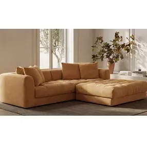 Davie Golden Yellow Performance Fabric Upholstered Rectangular Ottoman