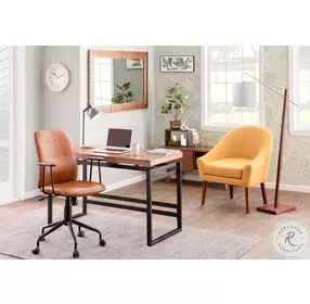 Fredrick Brown Faux Leather Swivel Office Chair