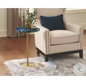 Oceana Blue Agate Top And Gold Side Table