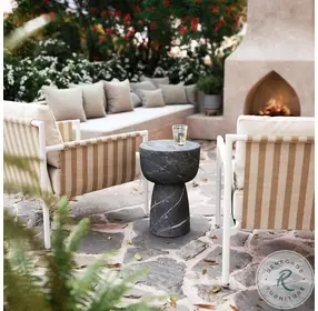 Charra Black Faux Marble Side Table