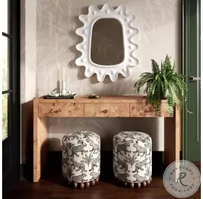 Dex Cream Leopard Jacquard Ottoman