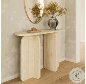 Clementine Faux Travertine Console Table