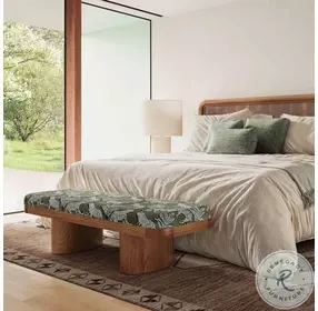 Ollie Olive Green Leopard Jacquard Bench