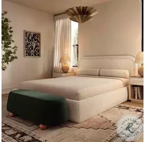 Jaine Forest Green Boucle Large Ottoman