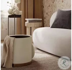 Zoe Cream Chenille Storage Ottoman