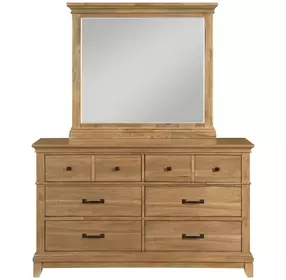 Sunstone Honey Brown 6 Drawer Dresser and Rectangular Mirror