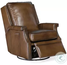 Logan Checkmate Pawn Leather Swivel Glider Power Recliner